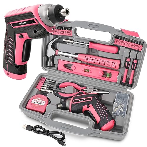 Hi-Spec Pink Tool Kit with Electric Screwdriver