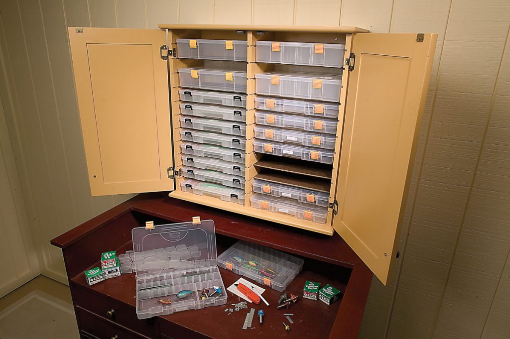 Fishing Lure Display Case Wall Cabinet with door, Lures NOT included.