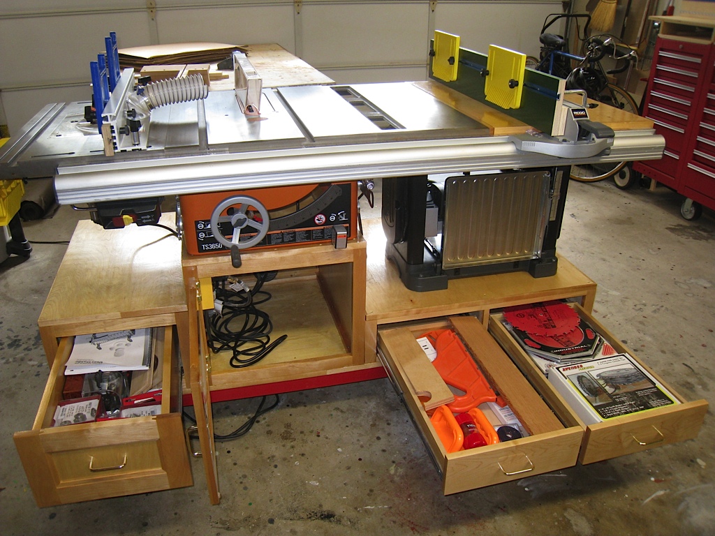 Self containted tablesaw, router and planer workstation 