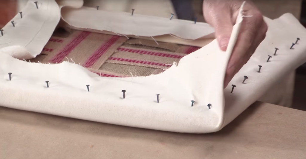 how to fold the corners when upholstering a chair