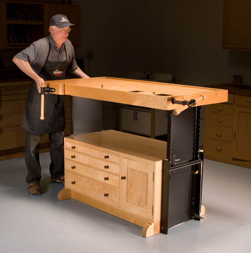Woodworking adjustable height workbench Main Image